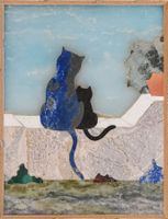 Quadretto pietre dure commesso marmoreo raffigurante  gatti