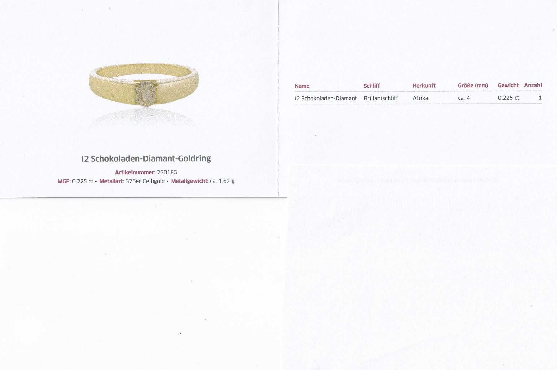 Anelli: Echtschmuck: Schokoladen-Diamant-Goldring. Grösse 56/18 – Nuovo (secondo la descrizione) da Zuchwil venduto da maumauchi 1