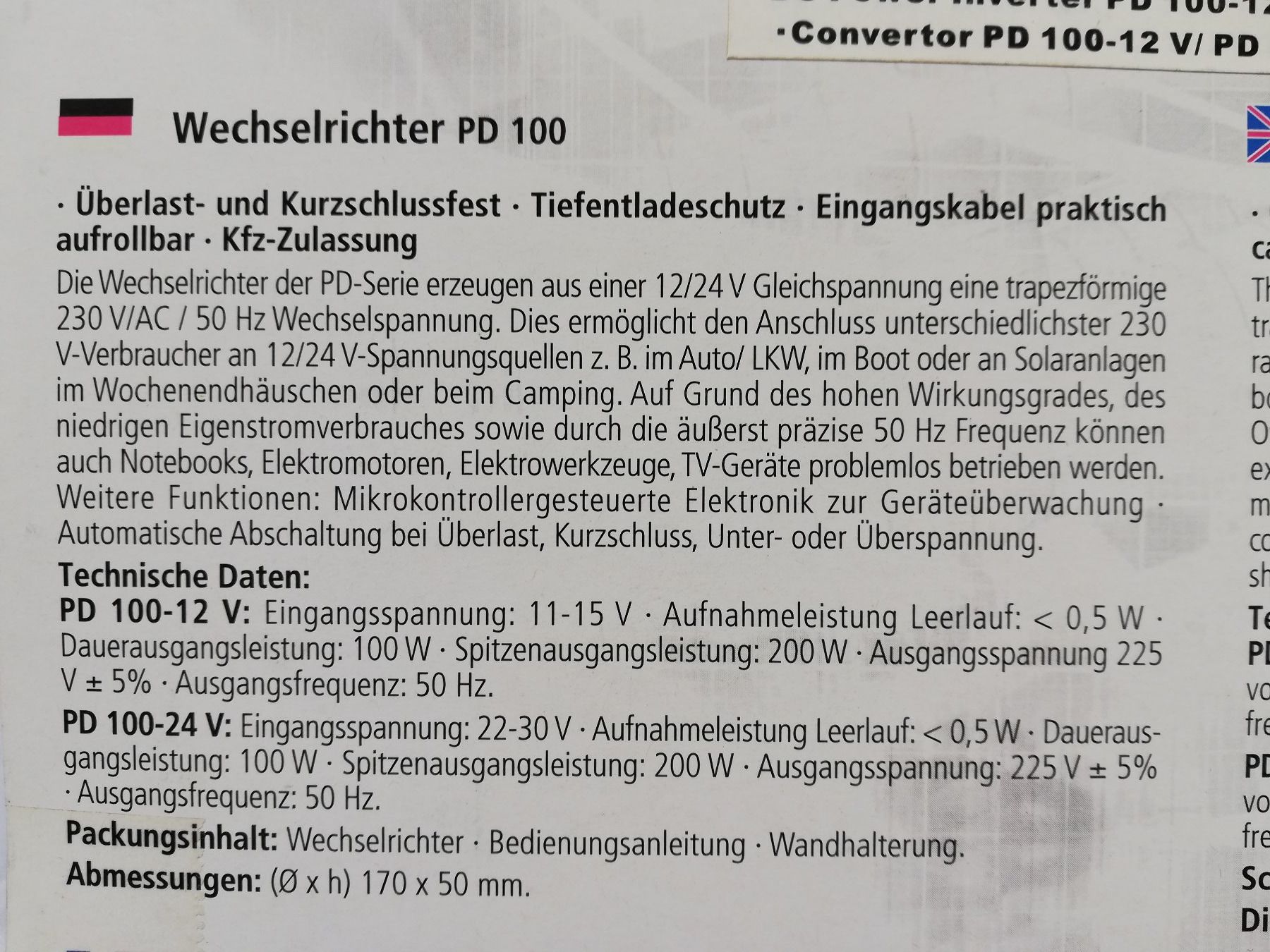 Inverter: VOLTCRAFT Wechselrichter PD-100 12V – Nuovo e nell'imballaggio originale da Witterswil venduto da ushornet 1