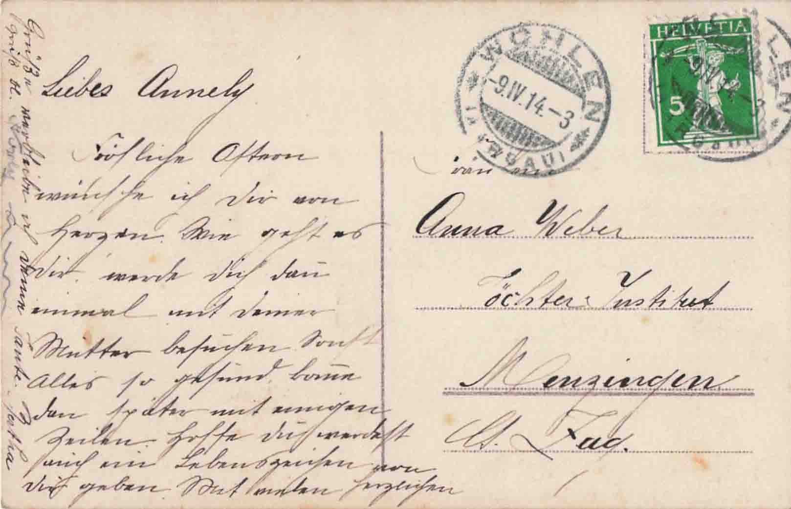 Ansichtskarten: AK Ostern 1914 – Gebraucht aus Goldau von Balkonia09 1