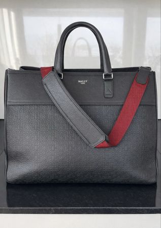 Bally- Black Leather Brako Tote/Weekender
