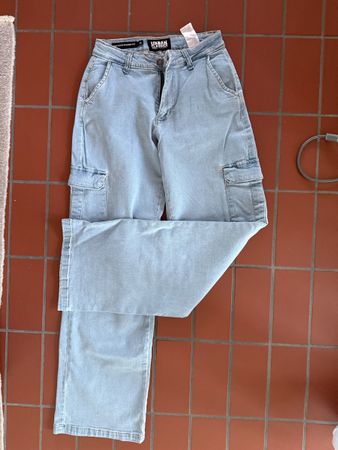 Urban Classics Damen Jeans, Gr. 26, hellblau