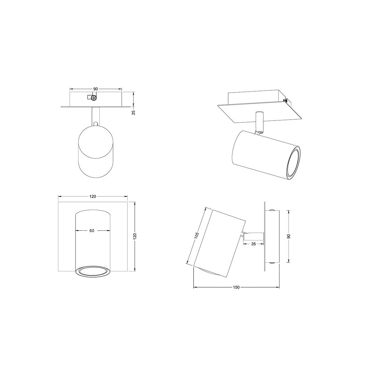 Lampade: 1er Strahler, Grau, Coffee, 15 cm Höhe – Nuovo (secondo la descrizione) da Kreuzlingen venduto da Smart-Light 6