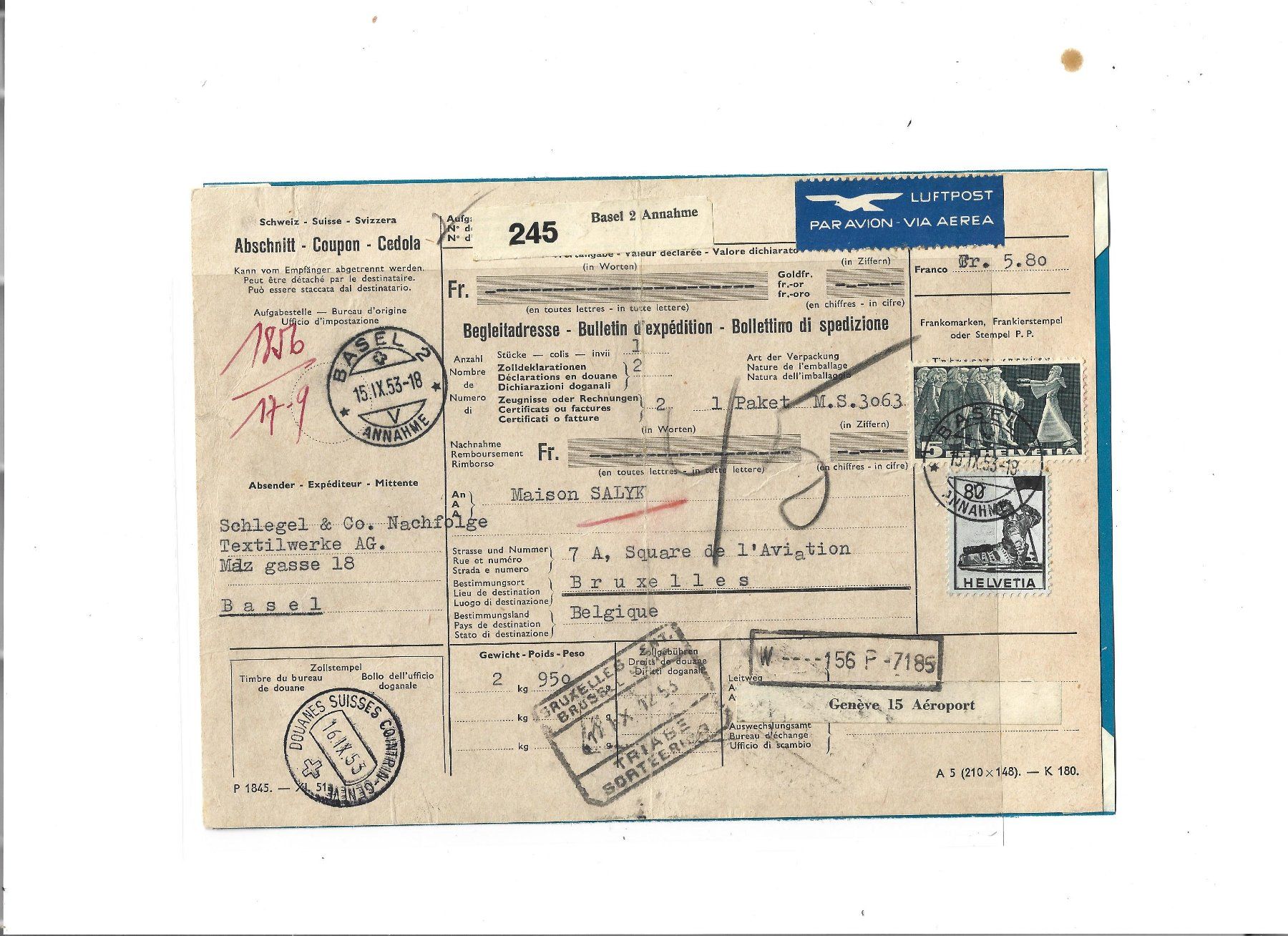 Alle Briefmarken: lettre, Bulletin d'expédition – Gebraucht aus Delemont von toutdubon11