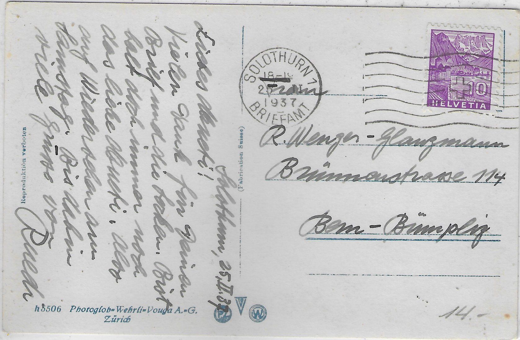 Cartoline postali: Über den Dächern von Solothurn – Usato da Ettingen venduto da Kartenplanet 1