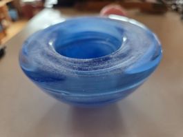 Kosta Boda - schwerer blauer Glas Kerzen Ständer Schale