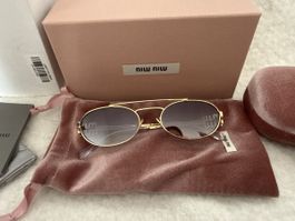 Lunettes de soleil Miu Miu OMU 54ZS or nouveau