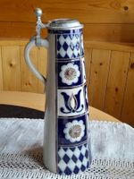 Keramik-Krug mit Zinndeckel Salzglasur