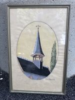 Original-Aquarell: Kirche gerahmt – J. Ransegger