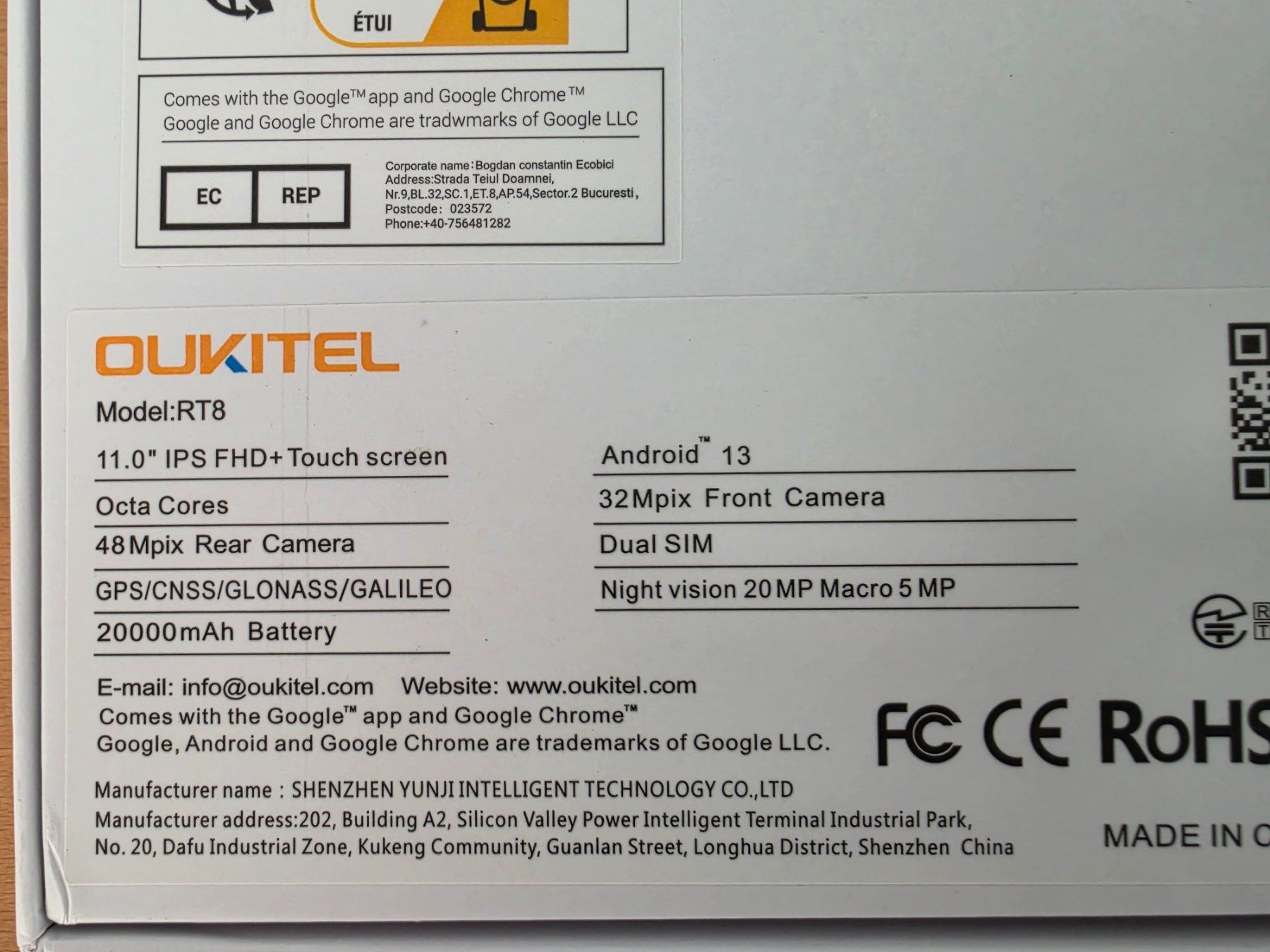 Tablet PC: Oukitel Model: RT8/ 11.0" FHD+ Touch screen – Usato da Lengnau BE venduto da MF2543 3