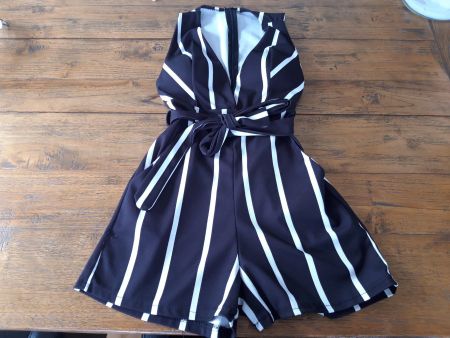 Jumpsuit Overall gestreift Ausschnitt Boho Retro Vintage