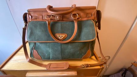 👜 Grosse Ledertasche grün Weekender Vintage Reisetasche