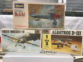 Hasegawa, Revell Flugzeug Modelle: Heinkel, Fokker, Albatros