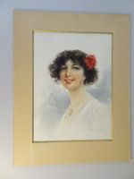 Südländerin  Portrait Aquarell signiert