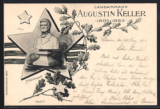 Cartoline postali: Aarau, Denkmal Landamman Augustin Keller – Usato da Berlin venduto da bartko-reher