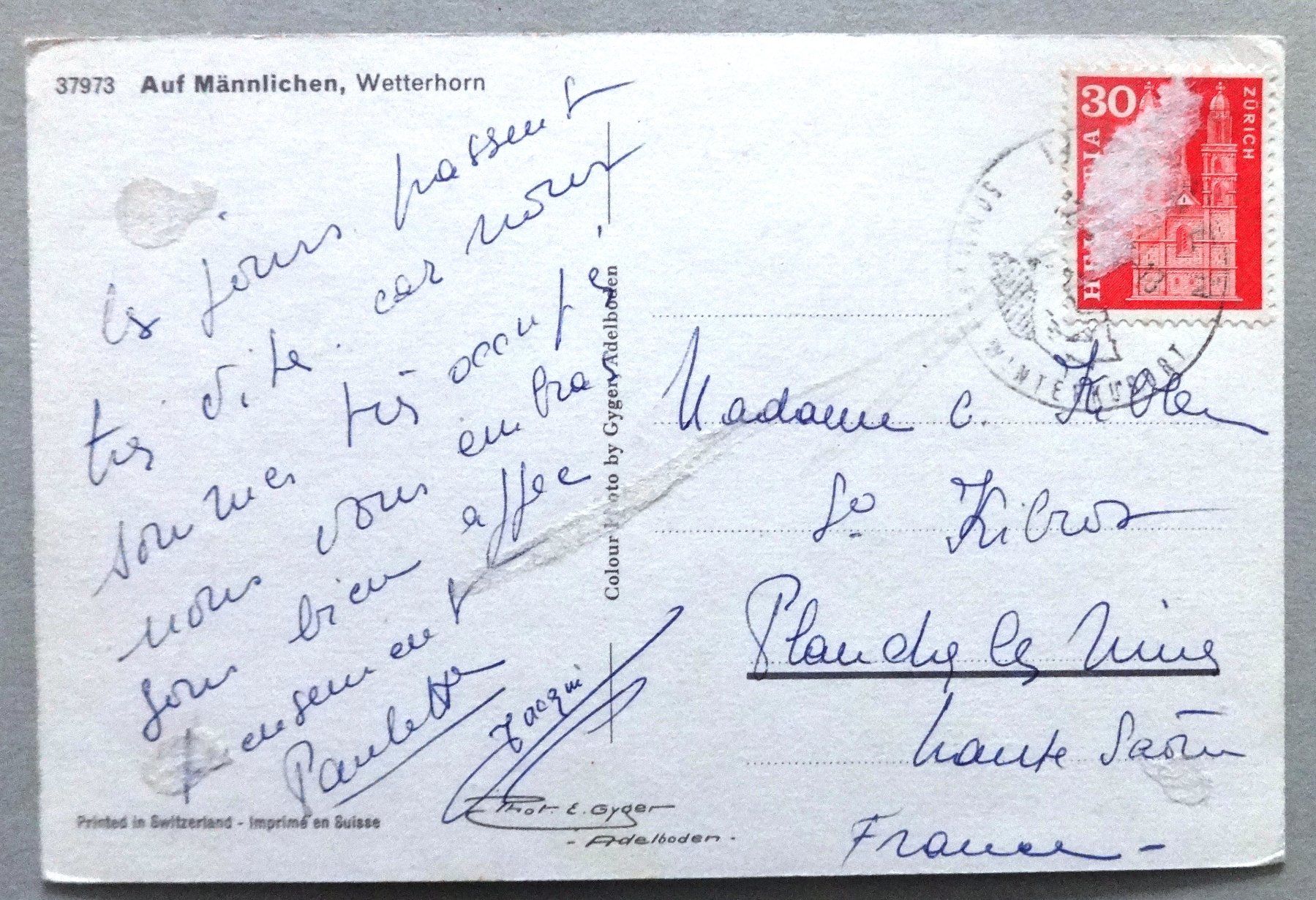 Cartoline postali: Auf Männlichen, Wetterhorn – Difettoso da Fétigny venduto da Billy2miny 1