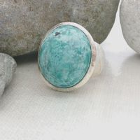 Unikate Silber Ring 925 mit Türkise Grösse 52