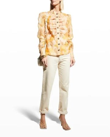 Silk Linen Embellished Blouse