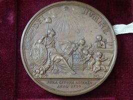 Antike Medaille Bronze 1734 Le Fort Dassier Dei Numine