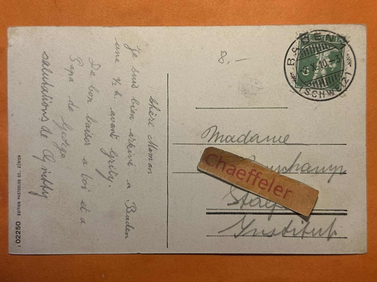Cartoline postali: 1910 Baden Stadturm – Usato da Zürich venduto da Chaeffeler 1