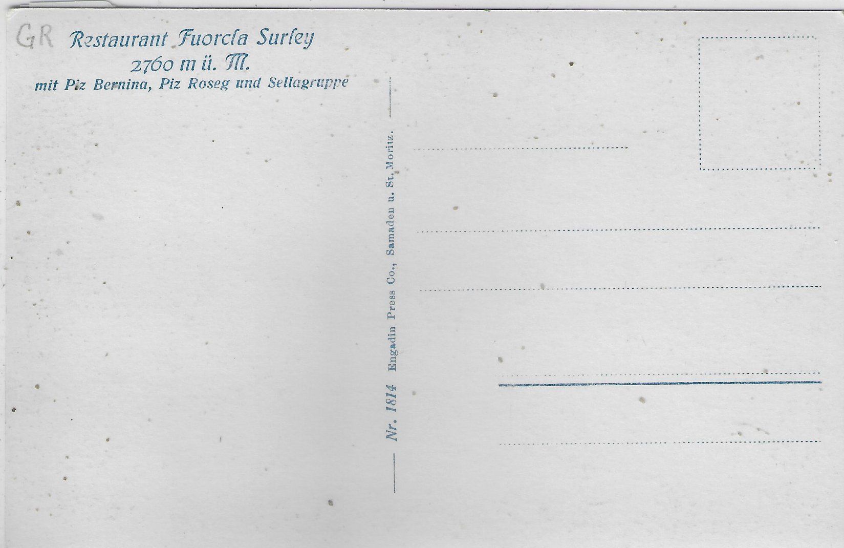 Cartes postales: Restaurant Fuorcla Surley – D'occasion à Ettingen par Kartenplanet 1