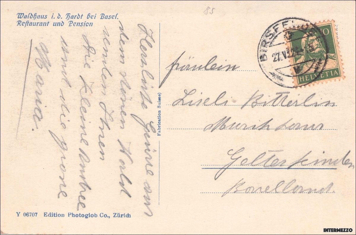 Cartoline postali: Birsfelden BL // 1924 Restaurant Waldhaus Hard – Usato da Basel venduto da intermezzo12 1