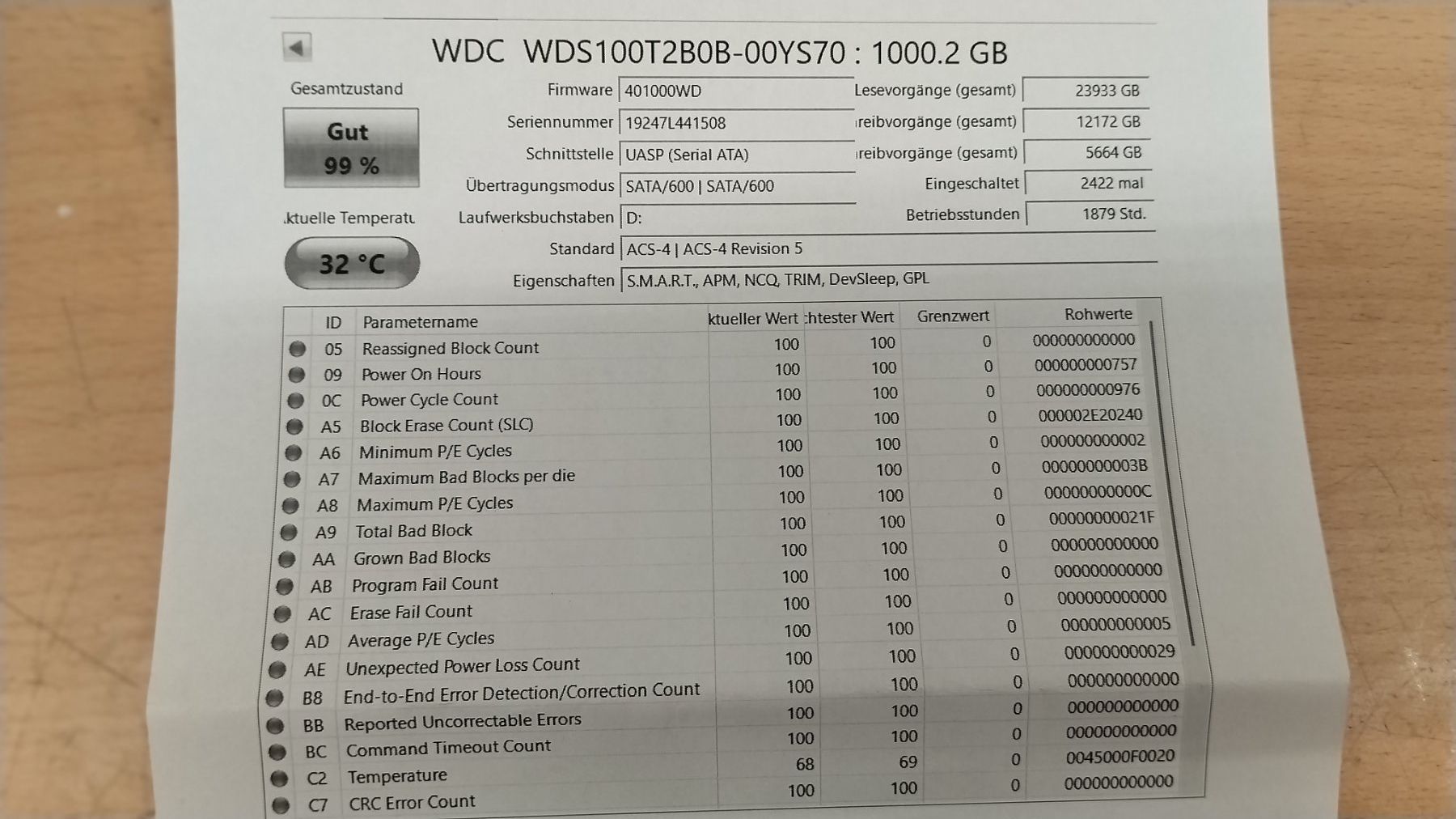 Western Digital Harddisks: WD Blue 1TB SSD M.2 2280 gewipt – Gebraucht aus Wallisellen von mic_gg2g 2