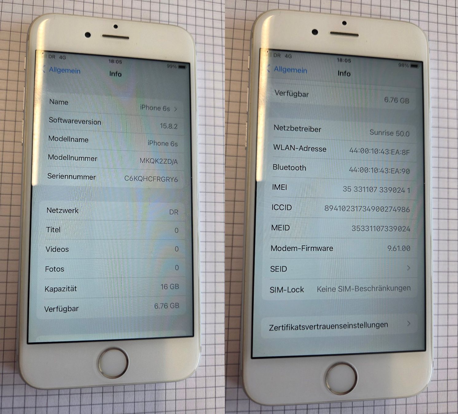 Apple Telefoni cellulari / Smartphones: Apple Iphone 6s / A1688 / 16 GB / iOS 15.8.2 / #173 – Usato da Adlikon b.Regensdf venduto da ChriZ86 3
