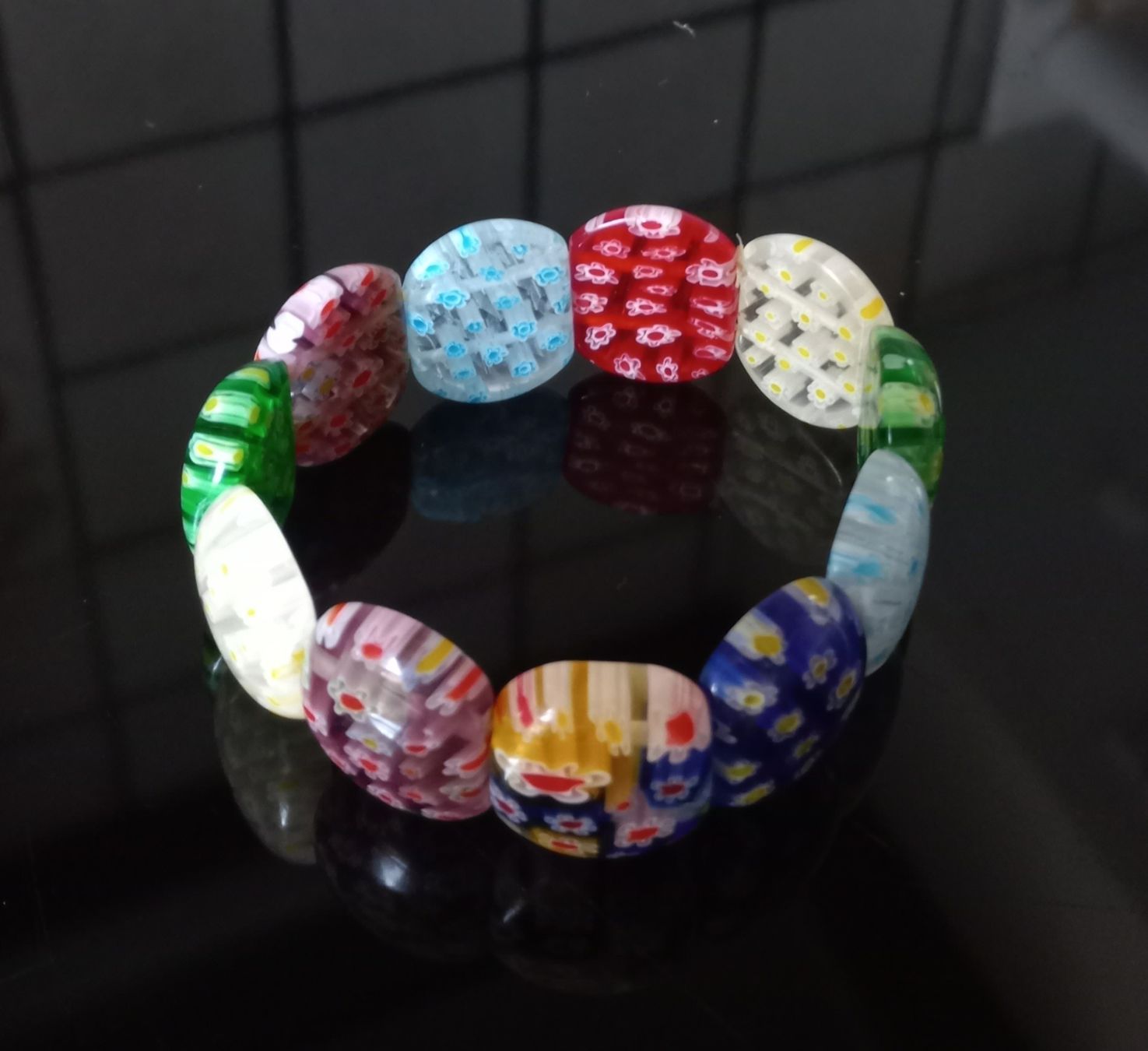 Murano Bracciali & Braccialetti: Armband Murano Glas farbig Millefiori  – Usato da Buchs AG venduto da Dzirul 2