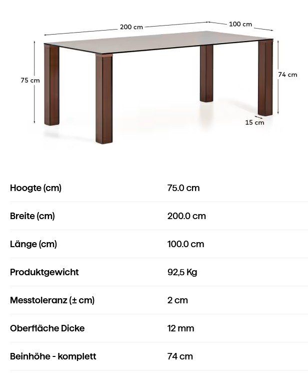 Tavoli: Tisch aus Einscheiben-Sicherheitsglas, 200x100 cm2 – Nuovo e nell'imballaggio originale da Zürich venduto da DrODrMo 8