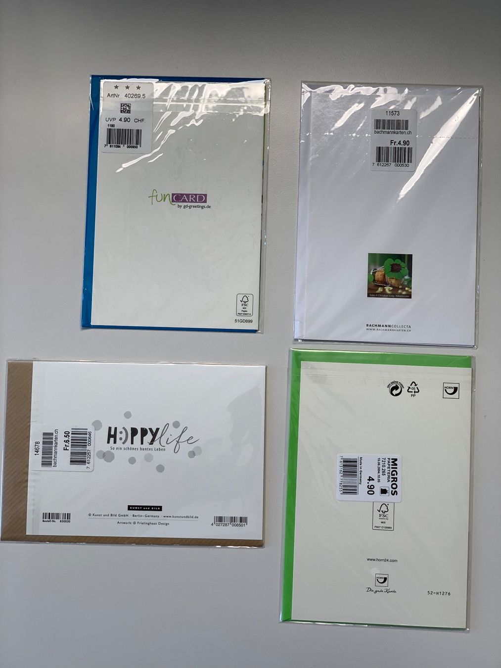 Cartoline: 4er-Set Geburtstagskarten / Grusskarten, neu – Nuovo e nell'imballaggio originale da Windisch venduto da rhu_wd8q 1