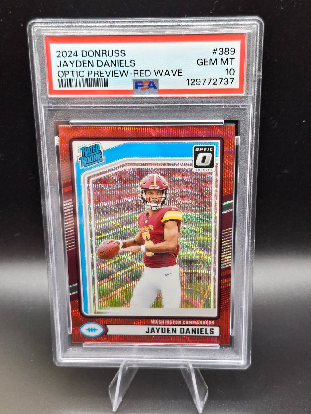 NFL Carte collezionabili: Jayden Daniels RC Optic Preview Red Wave PSA 10 – Usato da Olten venduto da cweb
