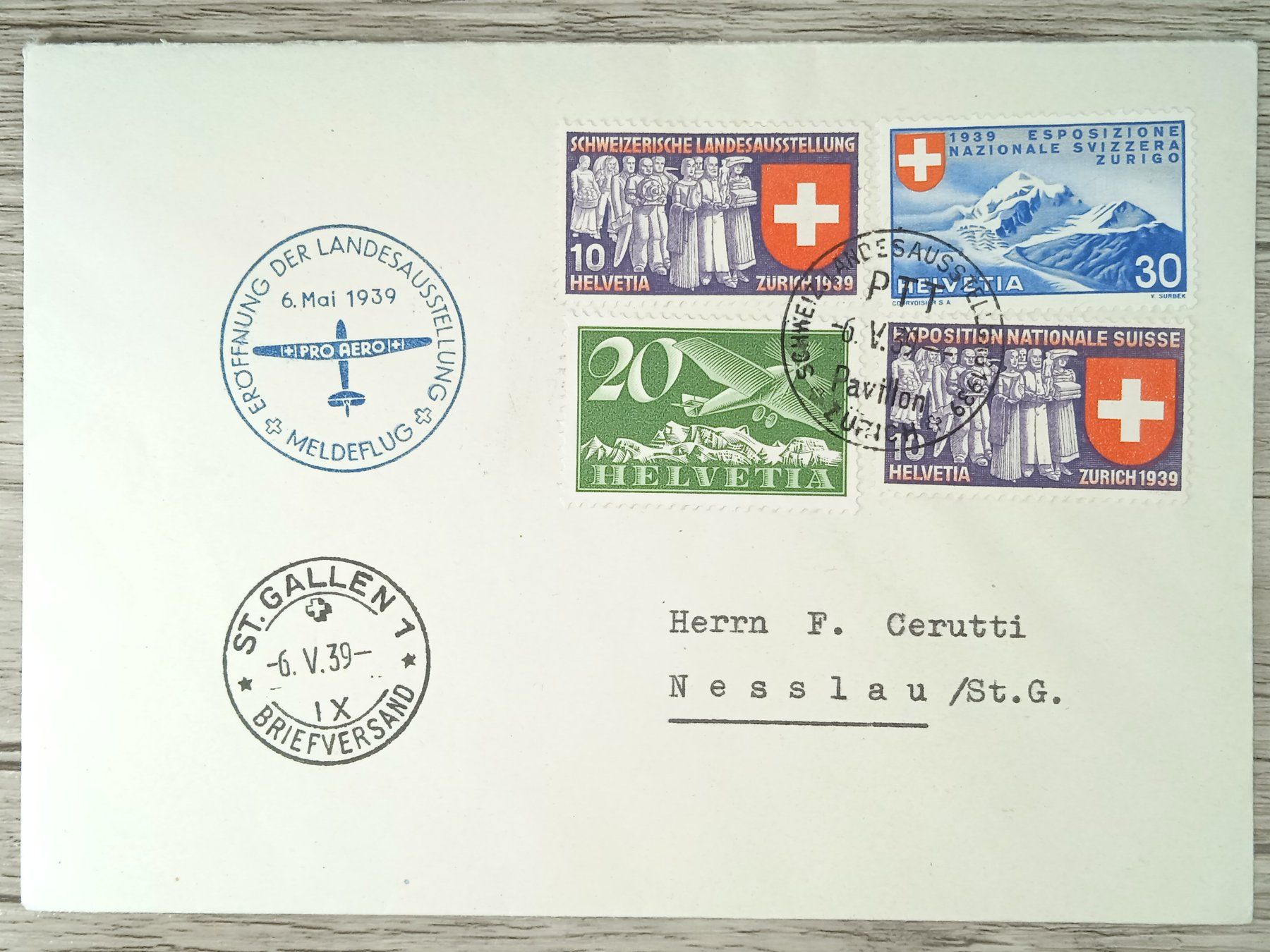 Tutti i francobolli: TR104 Enveloppe + Timbre Suisse 1939 – Usato da Cousset venduto da Patrick_Collections