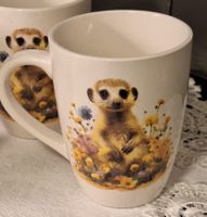 8 Kaffee Tassen mit Erdmännchen Motiv, Neu!