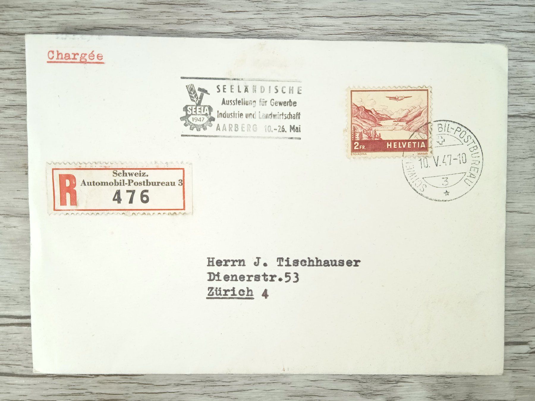 Tutti i francobolli: TR72 Enveloppe + Timbre Suisse 1947 – Usato da Cousset venduto da Patrick_Collections