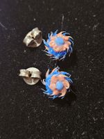 Ohrstecker Gummipuschel blau orange guter Zustand