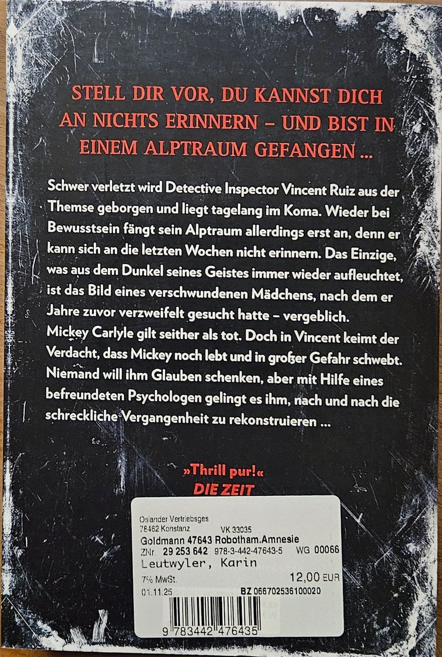 Libri: Michael Robotham - Amnesie- Band 2 – Usato da Hinwil venduto da brucha01 1