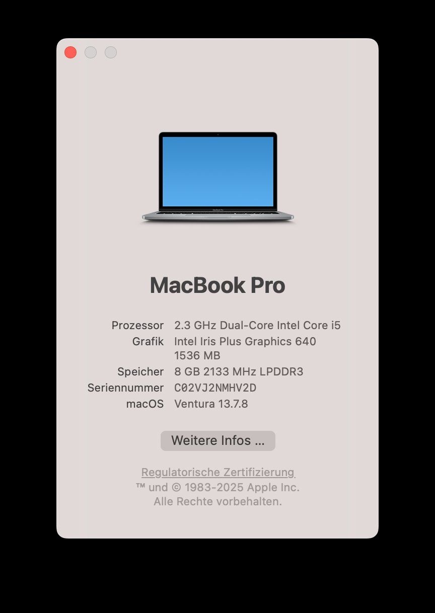 Apple Notebooks: MacBook Pro 13" 2017 / 8GB / 256GB SSD / Model A1708 – Gebraucht aus Meisterschwanden von Discus0 1