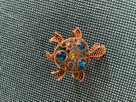 Süsse Brosche  Schildkröte Goldfarben Vintage 🐢🎁
