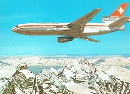 Ansichtskarte Swissair DC-10 im Flug über Eiger und Mönch