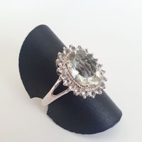 Damenring,  Ring aus 925er Silber mit hellem Stein Gr. 17,1m