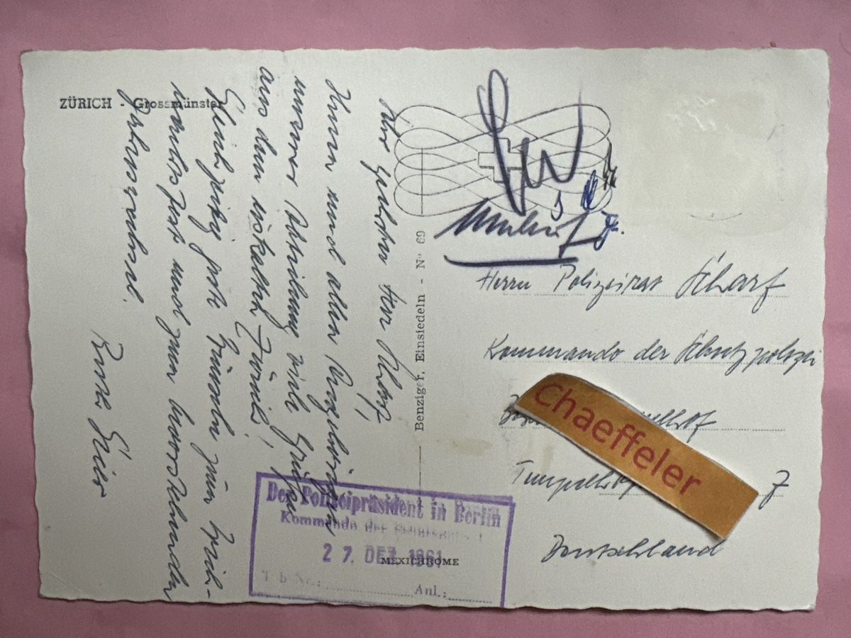 Cartes postales: 1961 Zürich, Grossmünster – D'occasion à Zürich par Chaeffeler 1