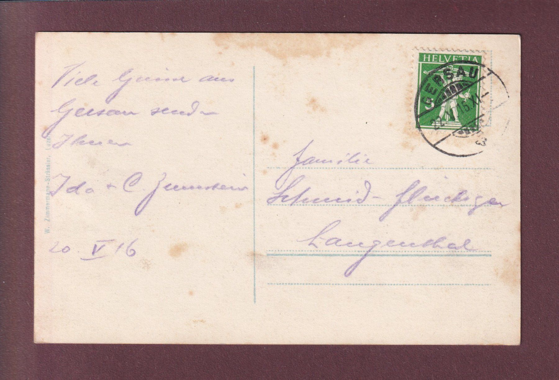Cartoline postali: AXENSTRASSE - 1916 – Usato da Pully venduto da nicecards 1