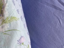 Blau-Flieder Jersey Blumen Bettwäsche Set 160x210cm+ 2 KK-AZ