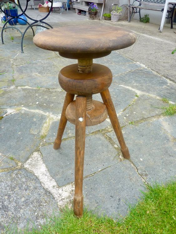 Drehhocker Pflanzen Hocker Holz Vintage Industrie Design alt Acheter