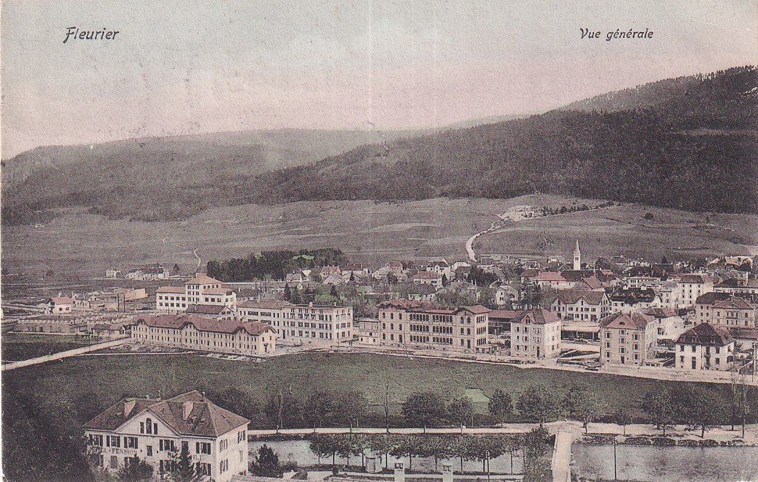 Cartoline postali: Fleurier  NE    -    Vue générale        en 1908 – Usato da Brig venduto da Valcards54