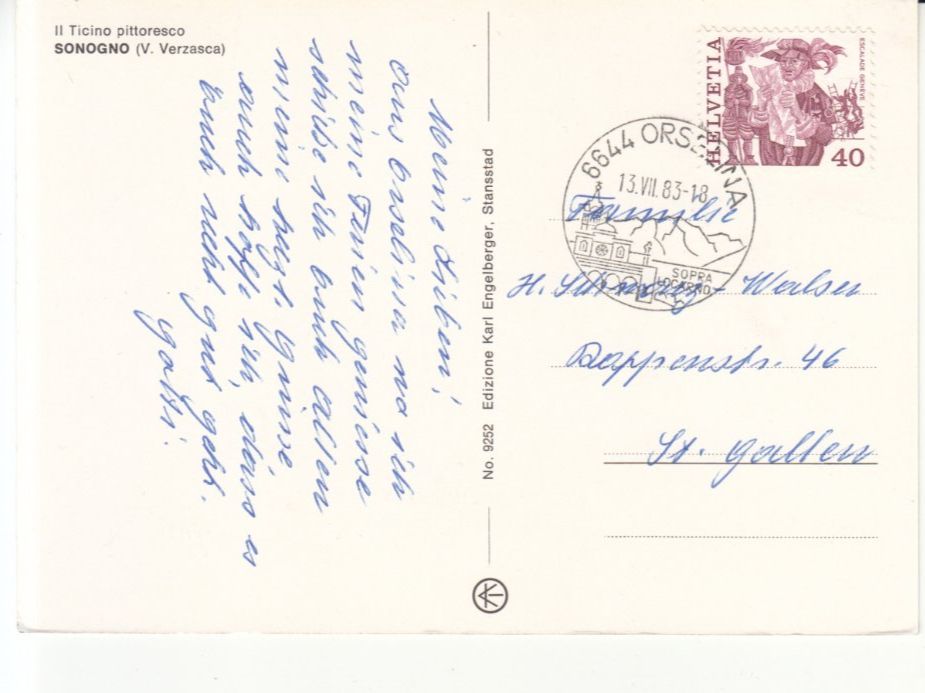 Cartoline postali: Sonogno 1983 – Usato da Bürglen TG venduto da StampGraf 1