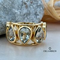 Prasiolith Ring Sterling Silber gelbvergoldet Ringgrösse 55