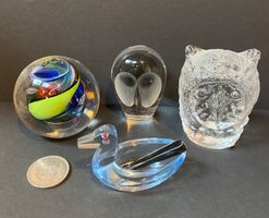 🌟Lot sign. Glas Figuren Briefbeschwerer Eulen Zuckerente🌟