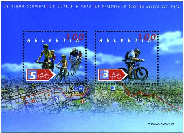 Alle Briefmarken: Veloland Schweiz Kleinblock 2004 postfrisch – Neu (gemäss Beschreibung) aus Unterägeri von PhilatelieStudiger